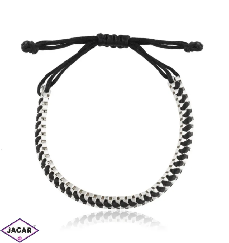 Bransoletka silver na sznurku BRA4563 Bransoletka silver na sznurku BRA4563