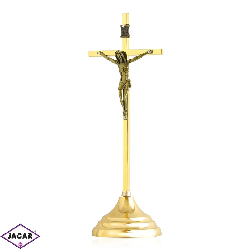 Krzyż stojący metalowy złoty 22cm - KR39 Krzyż stojący metalowy złoty 22cm - KR39