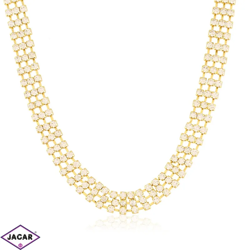 Choker czeskie dżety 3-rzędowy złoty NA2926 Choker czeskie dżety 3-rzędowy złoty NA2926