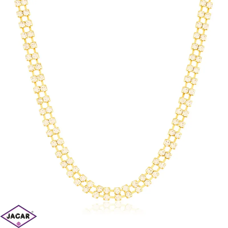 Choker czeskie dżety 2-rzędowy złoty NA2929 Choker czeskie dżety 2-rzędowy złoty NA2929