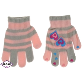 Rękawiczki dziecięce - różowo-szare dł:14cm RK226