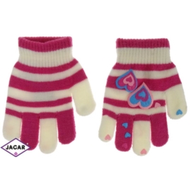 Rękawiczki dziecięce - różowo-ecru dł:14cm RK235