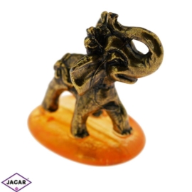 Figurka metalowa - słoń na kamyku - FR135