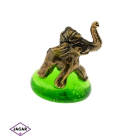 Figurka metalowa - słoń na kamyku - FR136