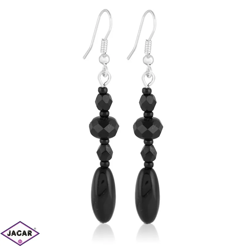 Kolczyki perła czarna błyszcząca 6cm - PEK82 Kolczyki perła czarna błyszcząca 6cm - PEK82