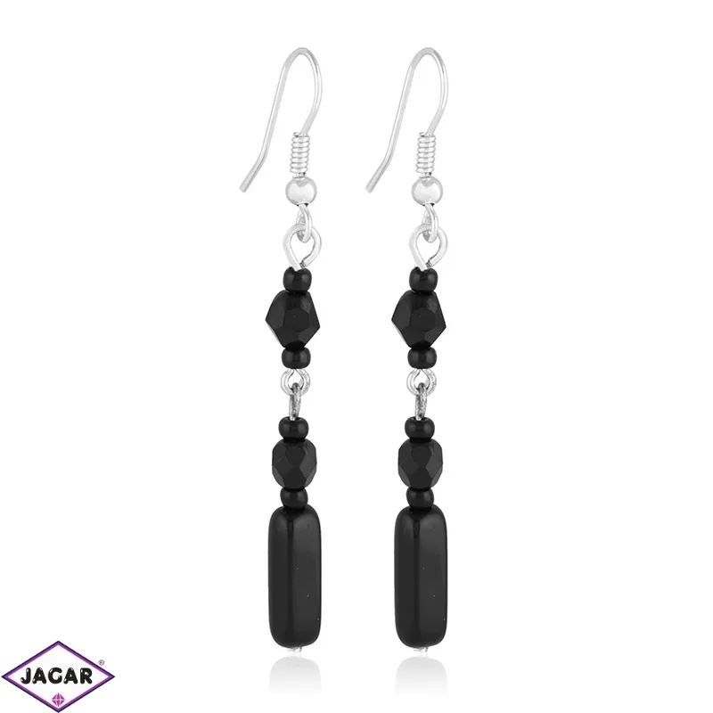 Kolczyki perła czarna błyszcząca 6cm - PEK89 Kolczyki perła czarna błyszcząca 6cm - PEK89
