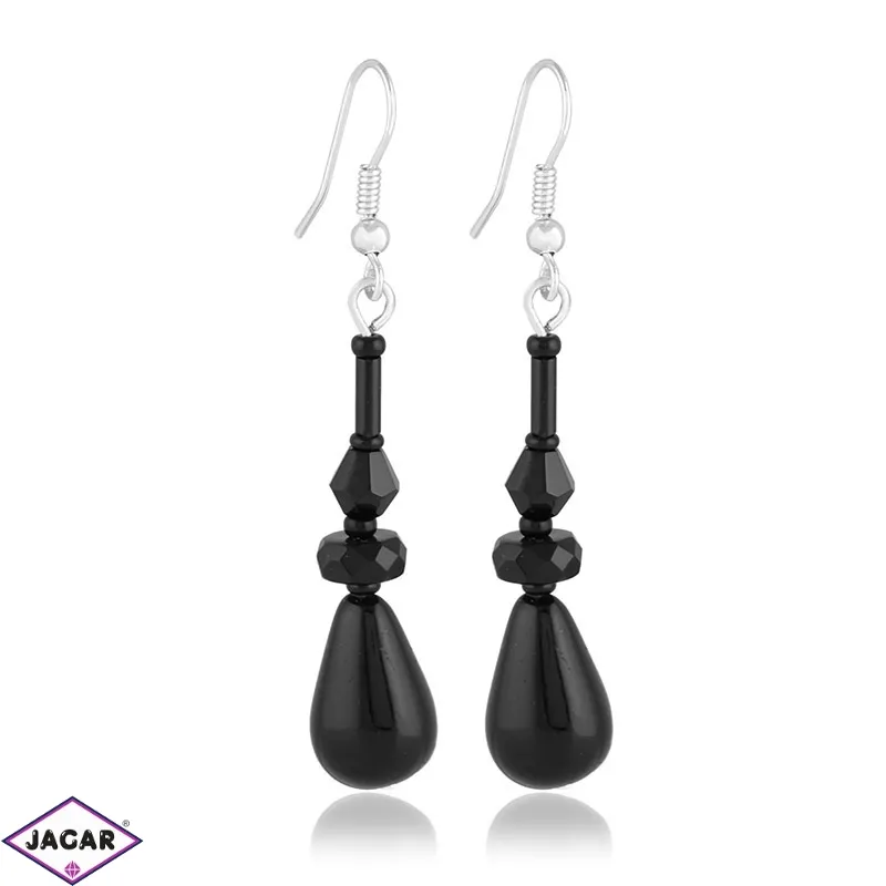 Kolczyki perła czarna błyszcząca 6cm - PEK99 Kolczyki perła czarna błyszcząca 6cm - PEK99