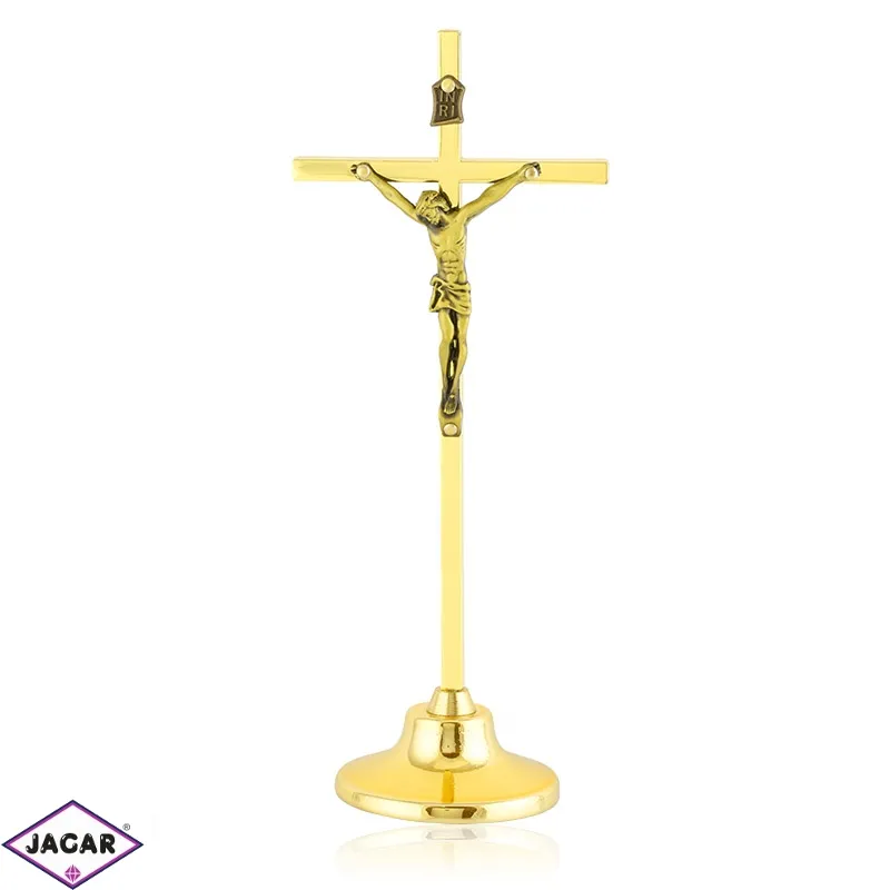 Krzyż stojący metalowy złoty 21cm - KR44 Krzyż stojący metalowy złoty 21cm - KR44