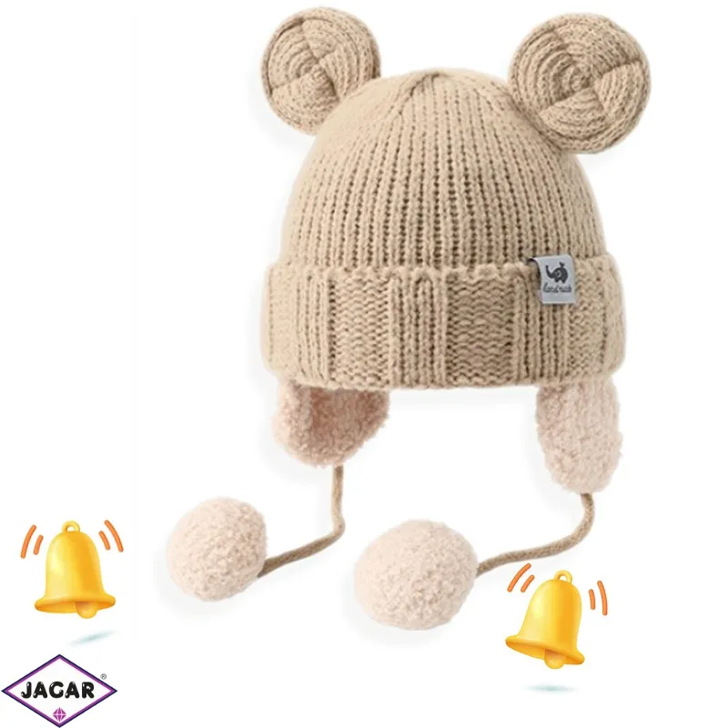 Czapka z grzechotką w pomponach 48-54cm CD740 Czapka z grzechotką w pomponach 48-54cm CD740