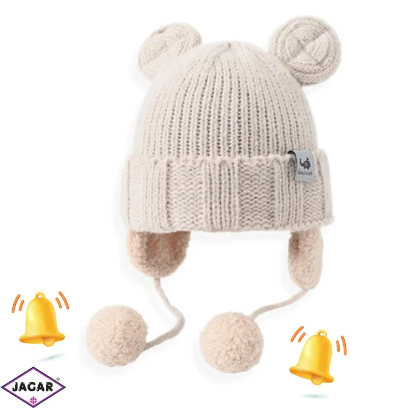 Czapka z grzechotką w pomponach 48-54cm CD741 Czapka z grzechotką w pomponach 48-54cm CD741