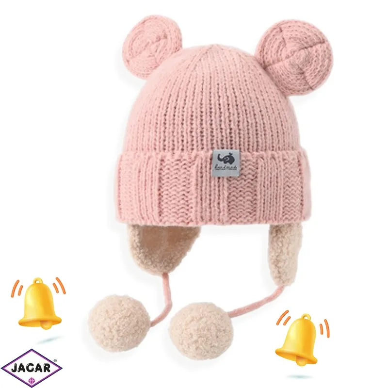 Czapka z grzechotką w pomponach 48-54cm CD742 Czapka z grzechotką w pomponach 48-54cm CD742