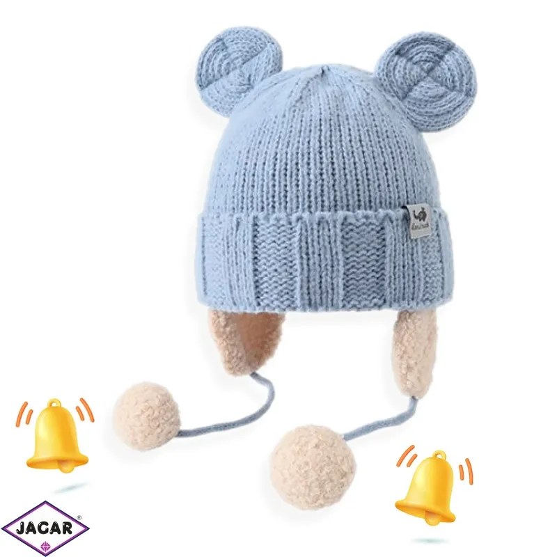 Czapka z grzechotką w pomponach 48-54cm CD743 Czapka z grzechotką w pomponach 48-54cm CD743