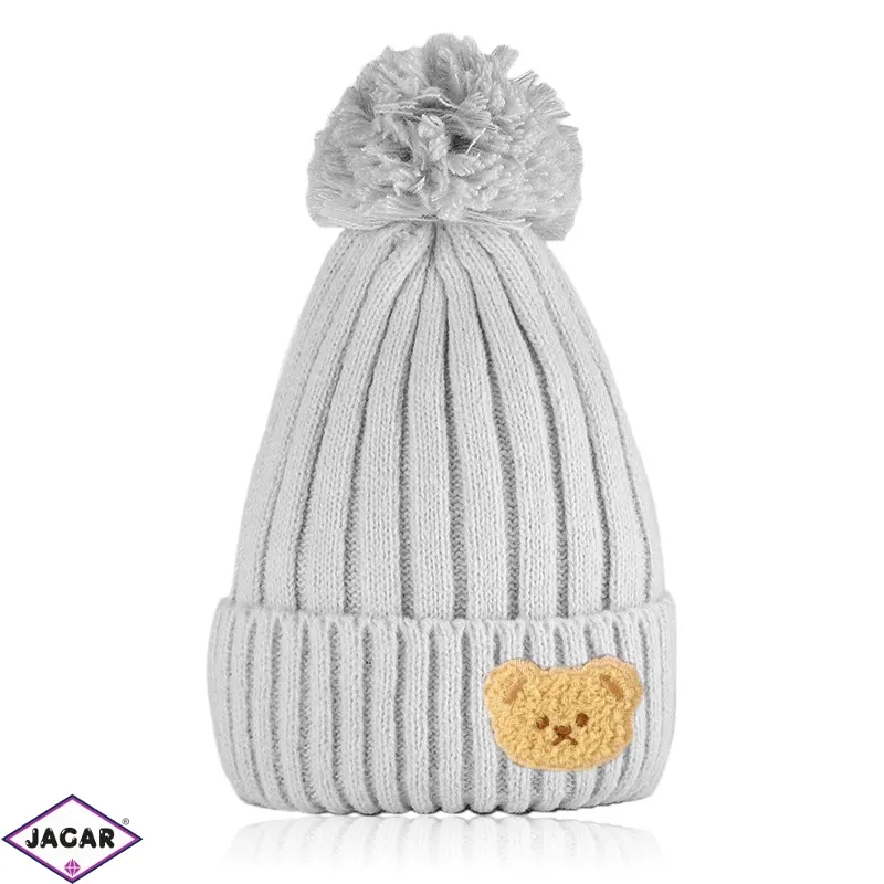 Czapka dziecięca MIŚ z pomponem szara CD756 Czapka dziecięca MIŚ z pomponem szara CD756