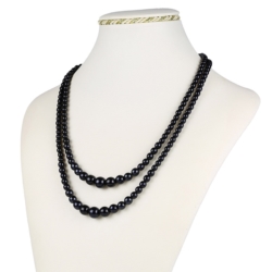 Naszyjnik perła czarna - 2-rzędowe - 50cm PER397