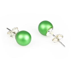 Kolczyki perła zielona matowa - PEK36
