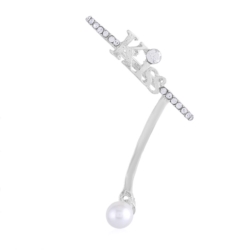 Kolczyki perła z nausznicą - KISS - srebrne EA2197