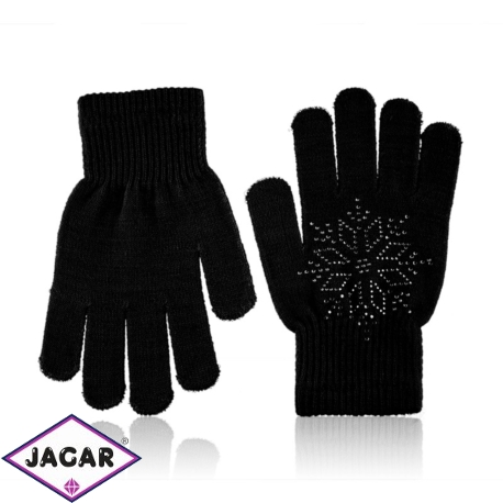 Rękawiczki dziecięce - śnieżynka black - RK435