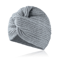 Czapka - piękny turban - owcza wełna - grey CD326