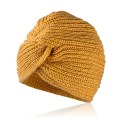Czapka - piękny turban -owcza wełna- mustard CD328