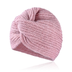 Czapka - piękny turban -owcza wełna - d.pink CD329