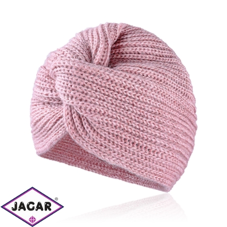 Czapka - piękny turban -owcza wełna - d.pink CD329