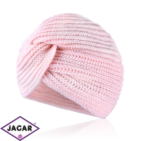 Czapka - piękny turban - owcza wełna - pink CD330