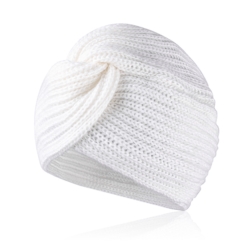 Czapka - piękny turban - owcza wełna - white CD331