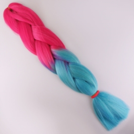 Sztuczne włosy ombre - różowo-niebieskie - IN14