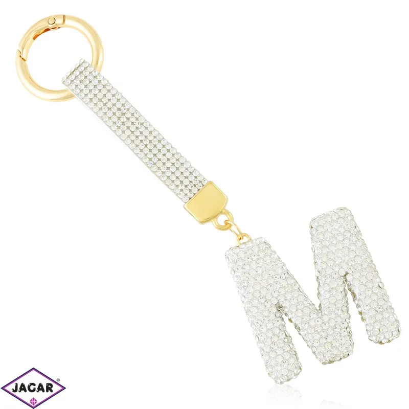 Brelok literka z kryształkami -M- PU962 Brelok literka z kryształkami -M- PU962