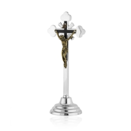Krzyż metalowy srebrny - wys. 19cm - KR30