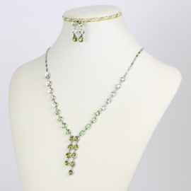 Komplet biżuterii - zielone kryształki KOM154