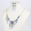 Komplet biżuterii - niebieskie kwiaty - KOM169