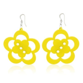 Kolczyki akrylowe kwiatki - żółte - EA2357