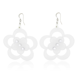 Kolczyki akrylowe kwiatki - białe - EA2359