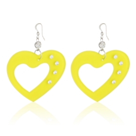 Kolczyki akrylowe serca - żółte - EA2361