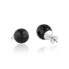 Kolczyki perła czarna szlifowana 0,9cm - PEK122