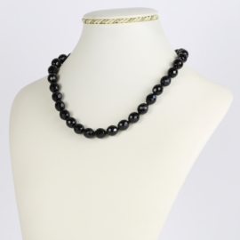 Naszyjnik perła czarna szlifowana - 40cm PER418