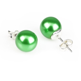 Kolczyki czeskie - perła zielona błysk.1cm PEK2657
