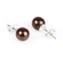 Kolczyki czeskie perła brązowa błysk. 0,8cm EA2663