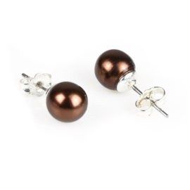 Kolczyki czeskie perła brązowa błysk. 0,8cm EA2663