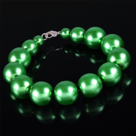 Bransoletka perła zielona czeska 1,6cm BRA2122