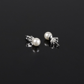 Kolczyki czeskie perła biała 0,6cm 43/104 EA2868