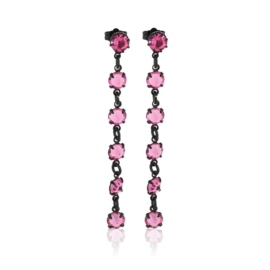 Kolczyki wiszące różowe kryształy 63/38 - EA3305