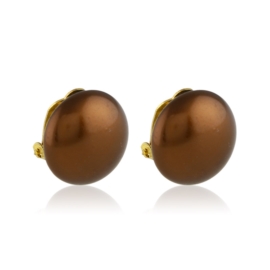 Klipsy czeskie perła brązowa 1,6cm 48/167 EA3321