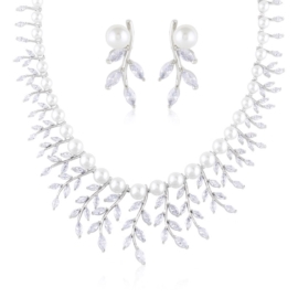 Komplet biżuterii ślubnej z perłami Xuping - SKO85