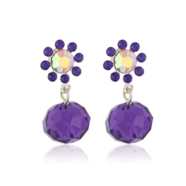 Kolczyki kryształowe kwiatki - violet - EA3502