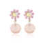 Kolczyki kryształowe kwiatki - pink - EA3504