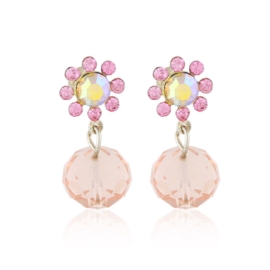 Kolczyki kryształowe kwiatki - pink - EA3504