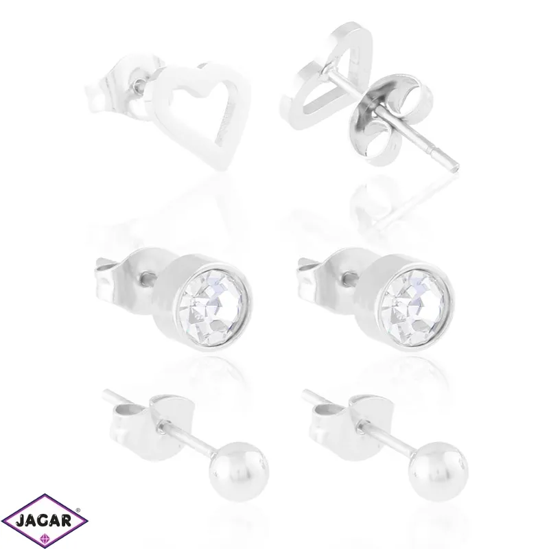Kolczyki stal sztyfty 3pary/op Blueberry EAP39389