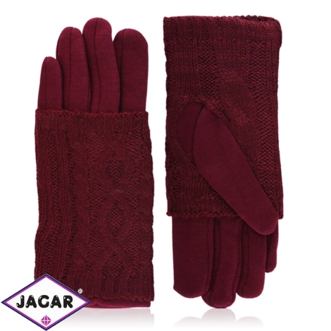 Rękawiczki zimowe podwójne - bordowe - RK572